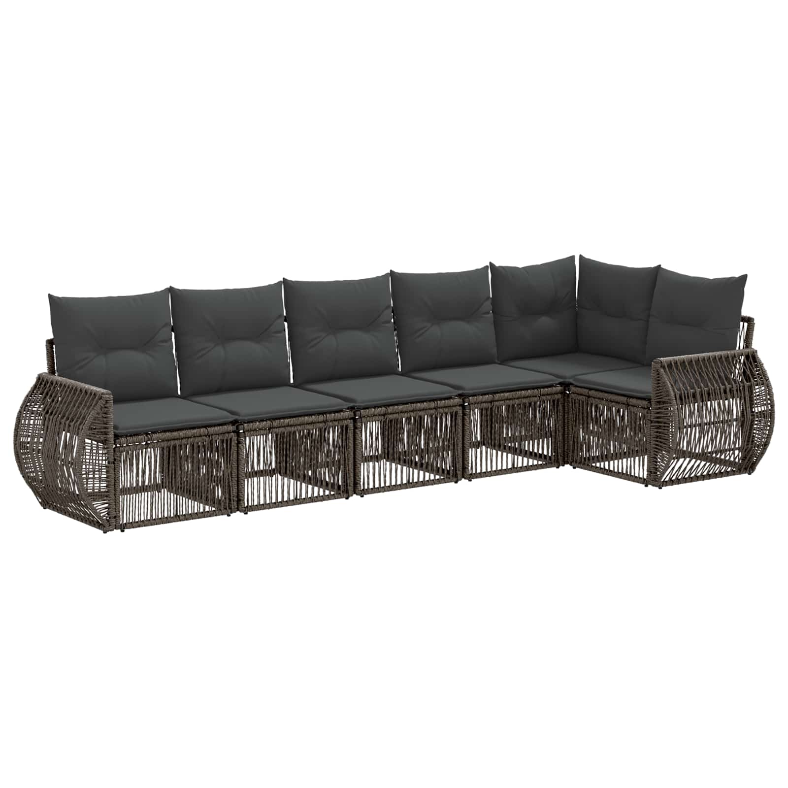 Tuinbankenset 6 pcs Grijs en Donkergrijs poly rattan