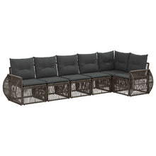 Tuinbankenset 6 pcs Grijs en Donkergrijs poly rattan