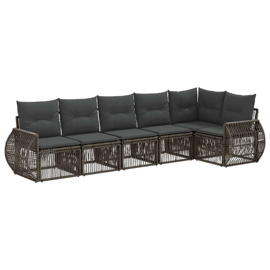 Tuinbankenset 6 pcs Grijs en Donkergrijs poly rattan