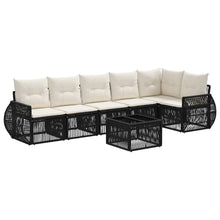 Tuinbankenset 7 pcs Zwart en Cream Wit poly rattan