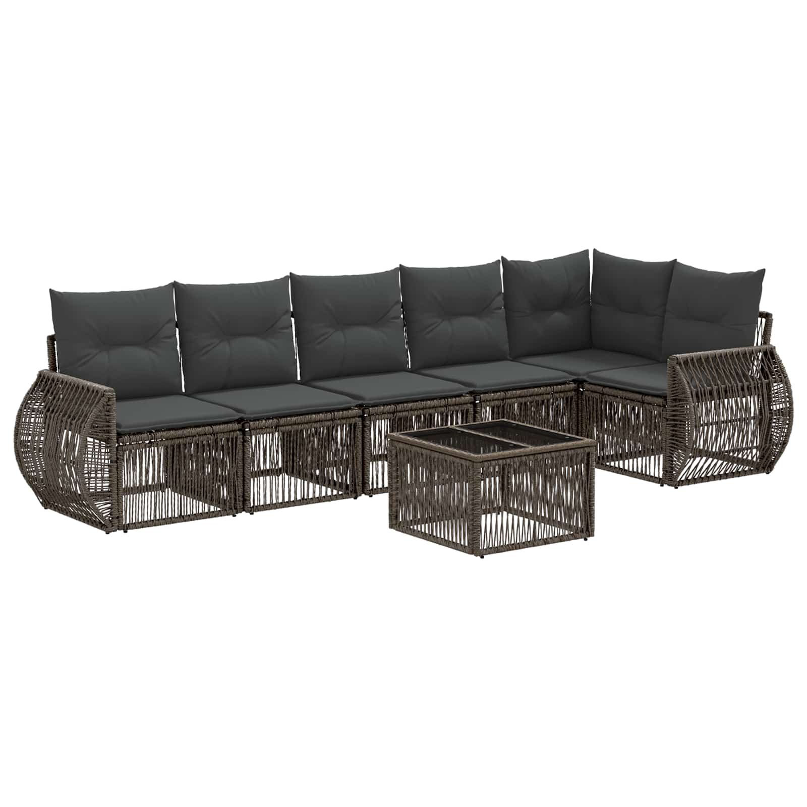 Tuinbankenset 7 pcs Grijs en Donkergrijs poly rattan