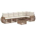 Garden Lounge Set 7 pcs Beige and Cream White poly rattan