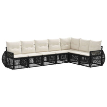 Tuinbankenset 7 pcs Zwart en Cream Wit poly rattan