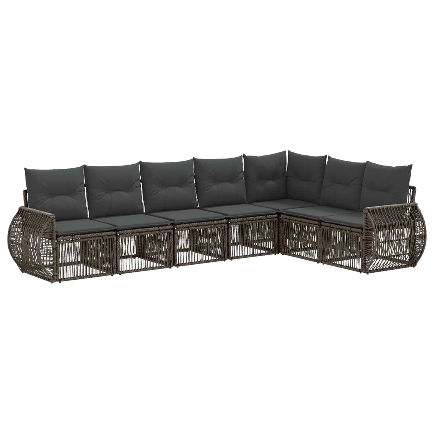 Tuinbankenset 7 pcs Grijs en Donkergrijs poly rattan