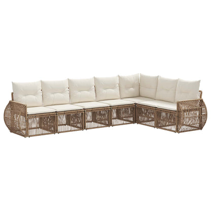 Tuinbankenset 7 pcs Beige en Crème Wit poly rattan