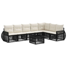 Tuinbankenset 8 pcs Zwart en Cream Wit poly rattan