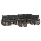 Garden Bench Set 8 pcs Grey and Dark Grey Poly Rattan