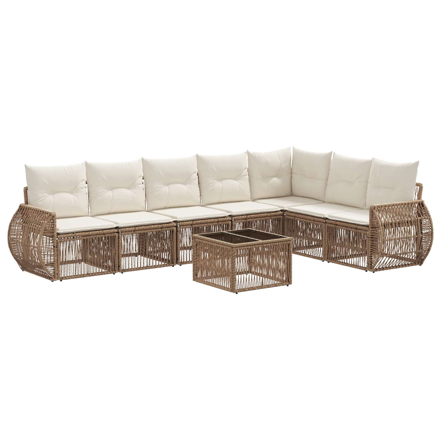 Tuinbankenset 8 pcs Beige en Crème Wit poly rattan