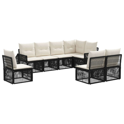 Tuinbankenset 8 pcs Zwart en Cream Wit poly rattan