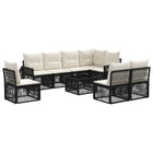 Garden Dining Set 9 pcs Black and Cream White poly rattan