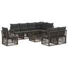 Garden Bench Set 9 pcs Grey and Dark Grey poly rattan