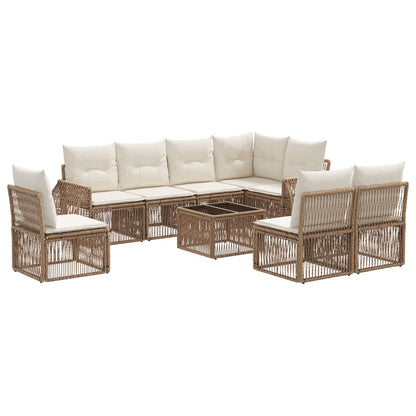 Tuinbankenset 9 pcs Beige en Crème Wit poly rattan