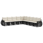 Tuinbankenset poly rattan 9-delig zwart cream wit