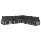 Tuinbankenset poly rattan 9 delig grijs
