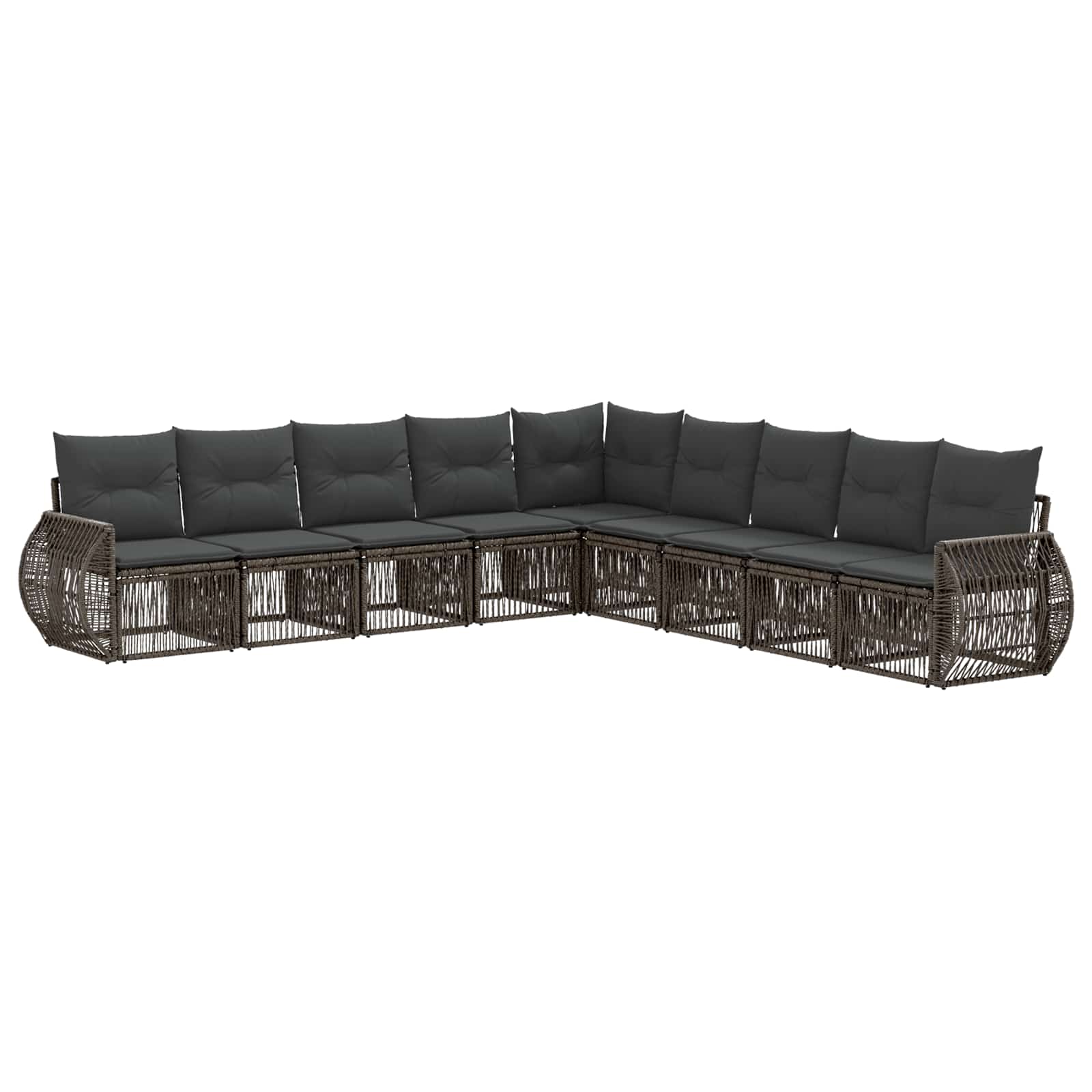 Tuinbankenset 9 pcs Grijs en Donkergrijs poly rattan