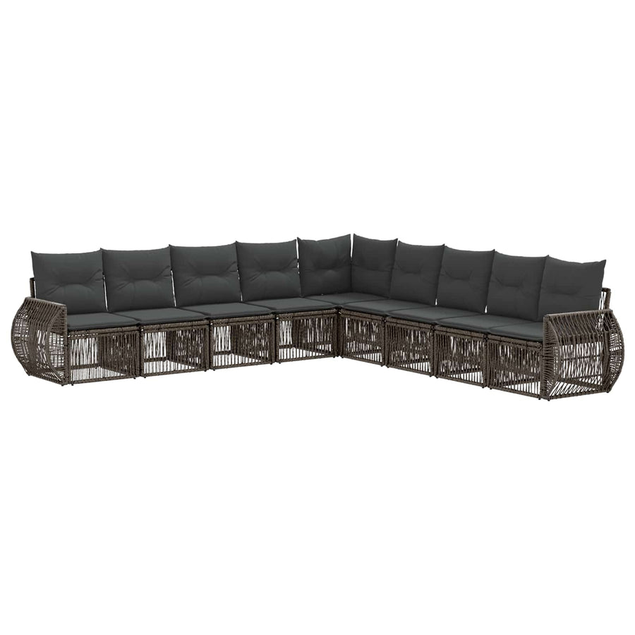 Tuinbankenset 9 pcs Grijs en Donkergrijs poly rattan
