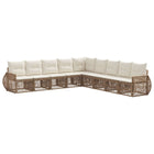 Tuinbankenset 9 personen poly rattan beige crème wit