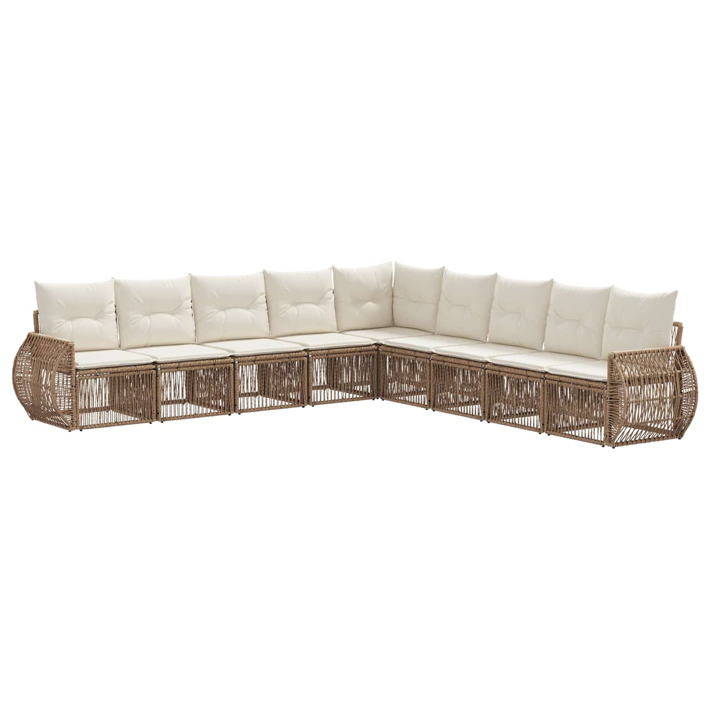 Tuinbankenset 9 pcs Beige en Crème Wit poly rattan