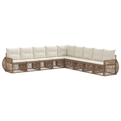 Tuinbankenset 9 pcs Beige en Crème Wit poly rattan