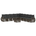 Outdoor Sofa Set 10 pcs Grey and Dark Grey poly rattan