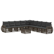Tuinbankenset 10-delig poly rattan grijs