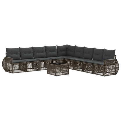 Tuinbankenset 10 pcs Grijs en Donkergrijs poly rattan