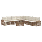 Garden Lounge Set 10 pcs Beige and Cream White poly rattan