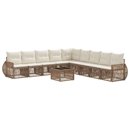 Tuinbankenset 10 pcs Beige en Crème Wit poly rattan