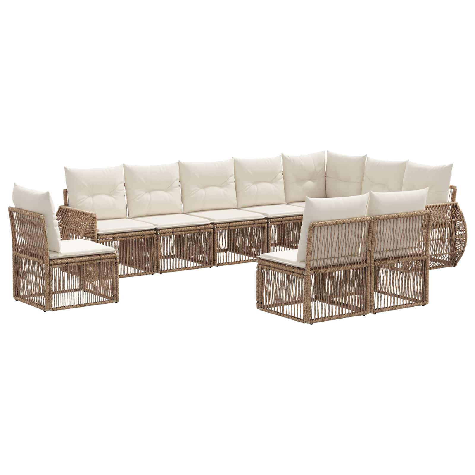 Tuinbankenset 10 pcs Beige en Crème Wit poly rattan