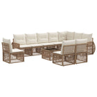 Garden Lounge Set 11 pcs Beige and Cream White poly rattan