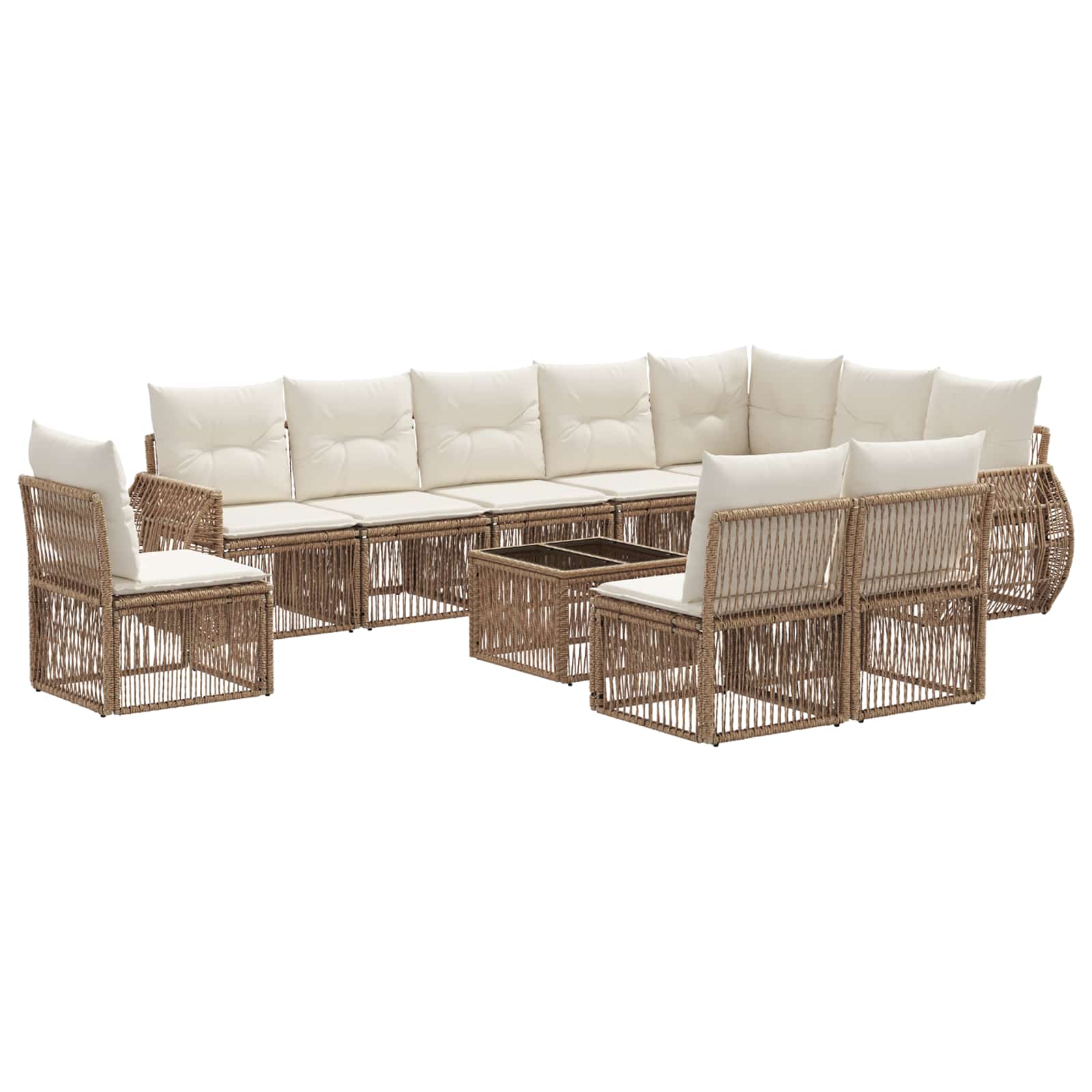 Tuinbankenset 11 pcs Beige en Crème Wit poly rattan