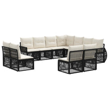 Tuinbankenset 11 pcs Zwart en Cream Wit poly rattan