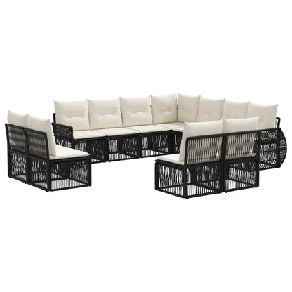 Tuinbankenset 11 pcs Zwart en Cream Wit poly rattan