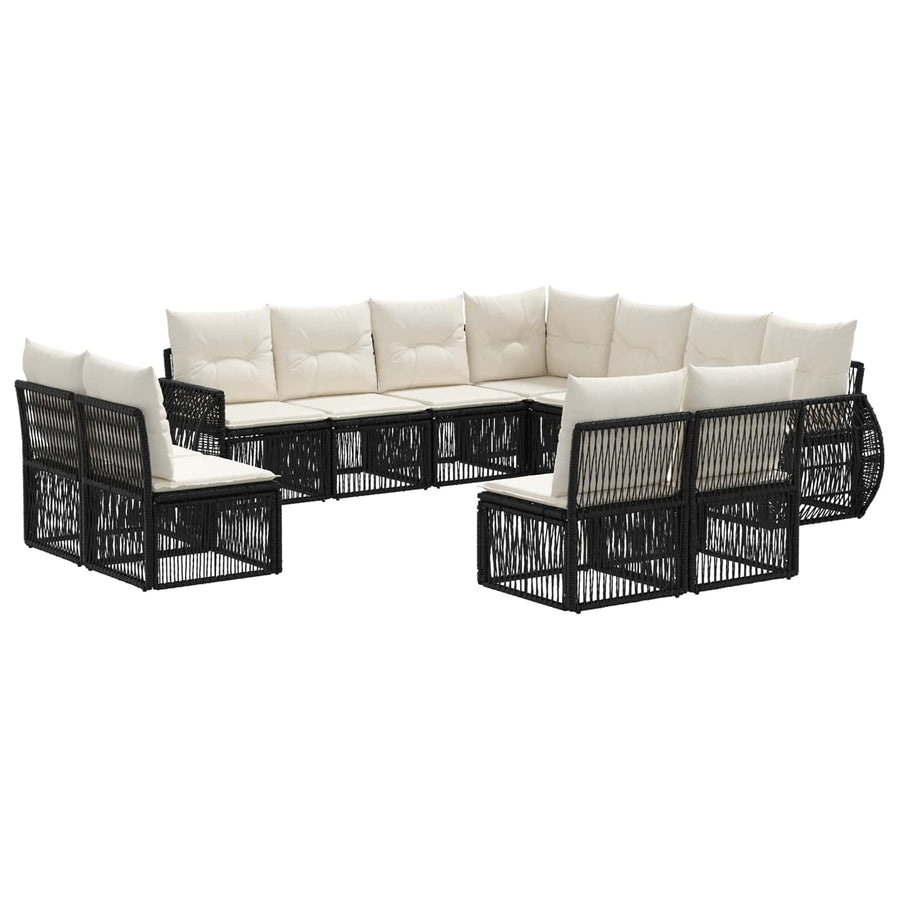 Tuinbankenset 11 pcs Zwart en Cream Wit poly rattan