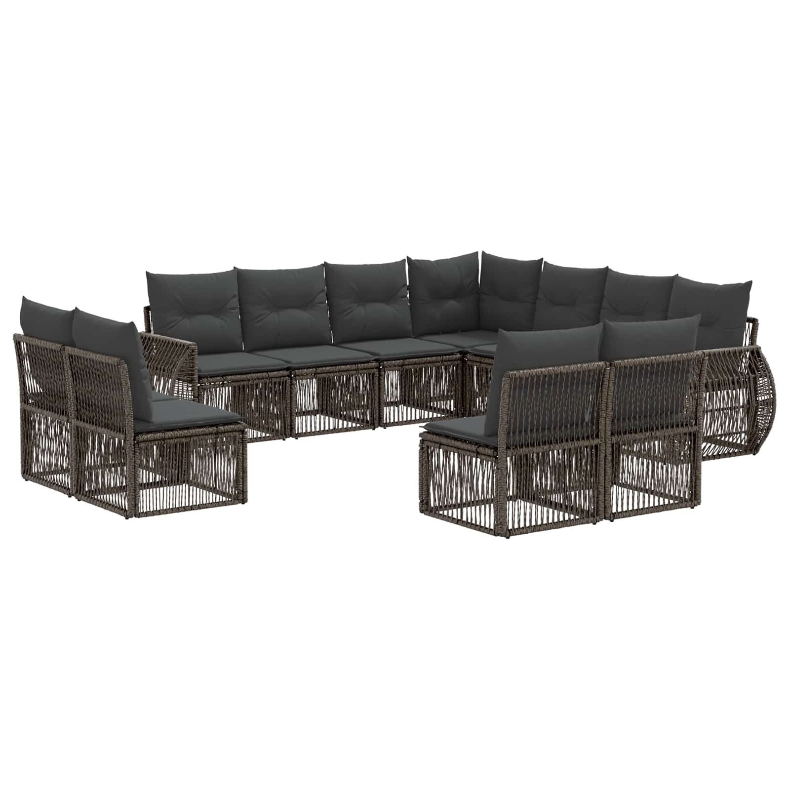 Tuinbankenset 11 pcs Grijs en Donkergrijs poly rattan