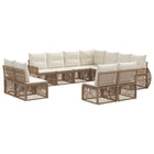 Tuinbankenset poly rattan 11-delig beige crème wit