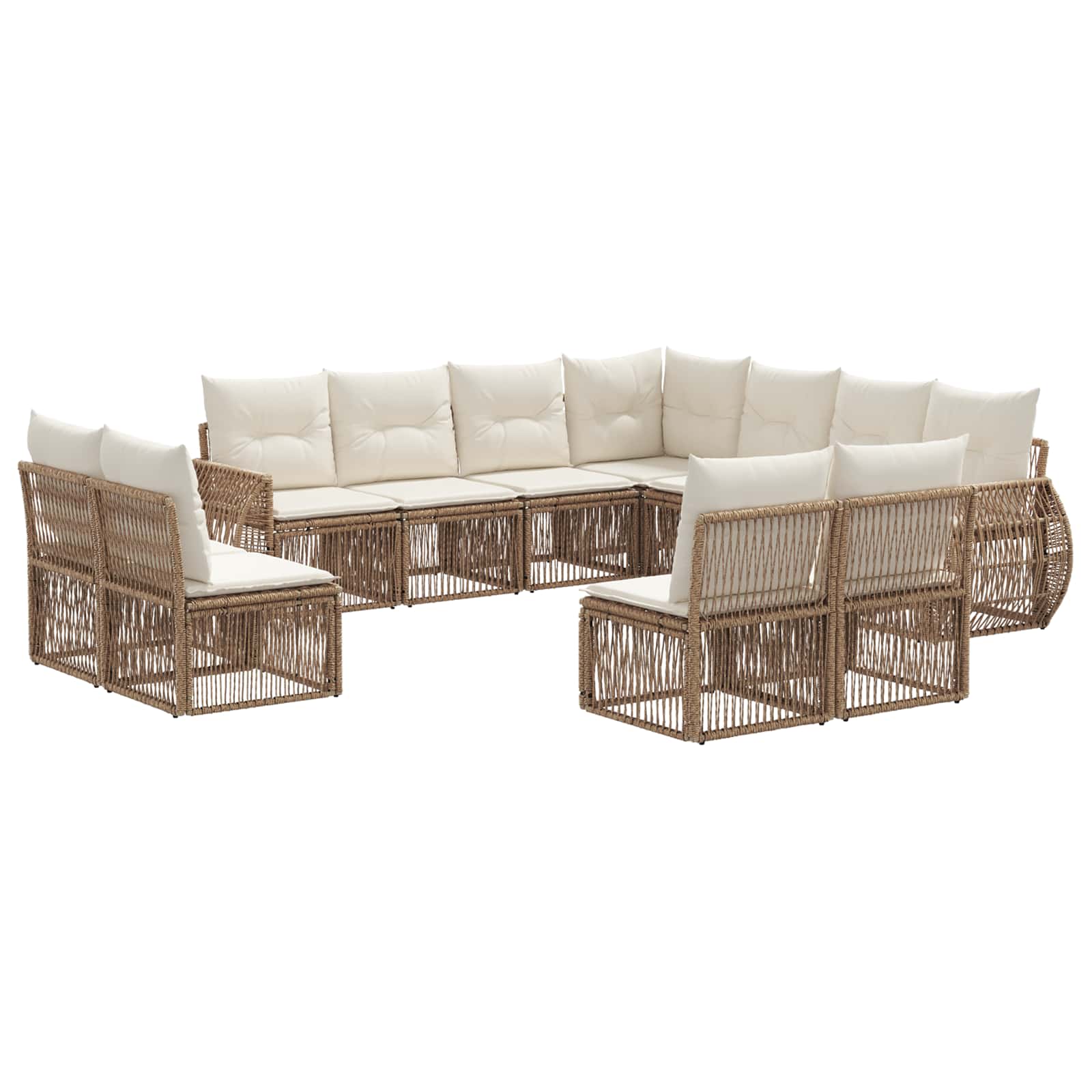 Tuinbankenset 11 pcs Beige en Crème Wit poly rattan