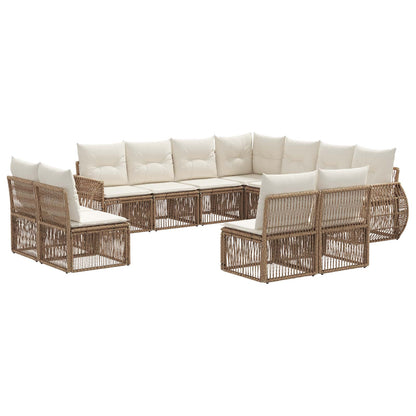 Tuinbankenset 11 pcs Beige en Crème Wit poly rattan