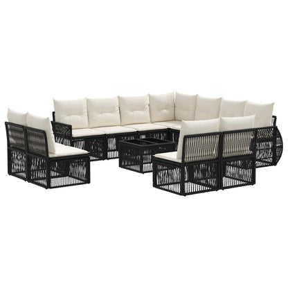 Tuinbankenset 12 pcs Zwart en Cream Wit poly rattan