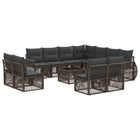 Garden Lounger Set 12 pcs Grey and Dark Grey poly rattan