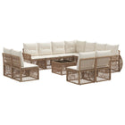 Garden Sofa Set 12 pcs Beige and Cream White poly rattan