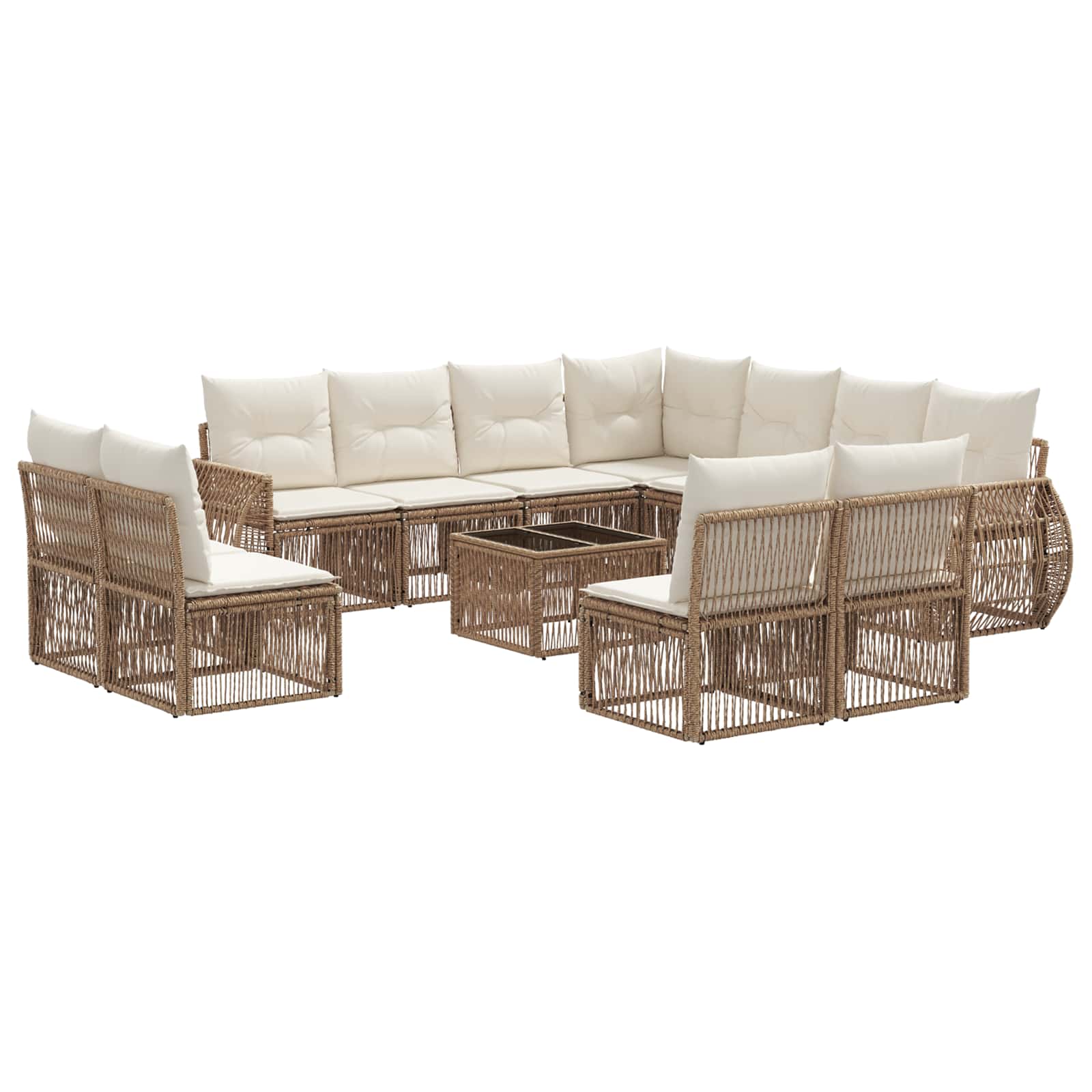 Tuinbankenset 12 pcs Beige en Crème Wit poly rattan