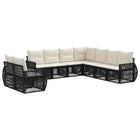 Tuinbankenset poly rattan zwart cream wit 9-delig