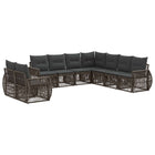 Tuinbankenset poly rattan grijs 9 personen