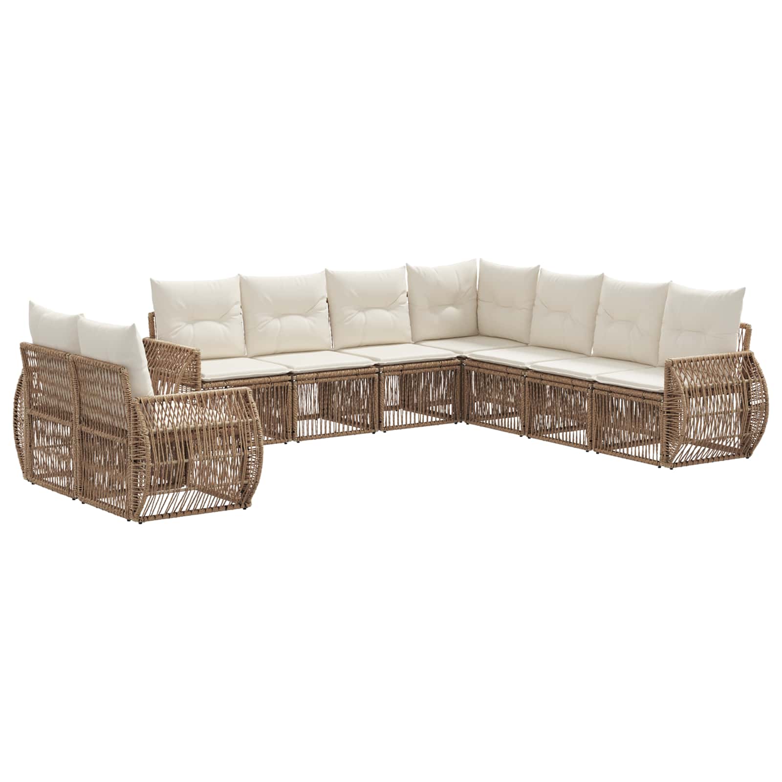 Tuinbankenset 9 pcs Beige en Crème Wit poly rattan