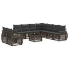 Outdoor Sofa Set 10 pcs Grey and Dark Grey poly rattan