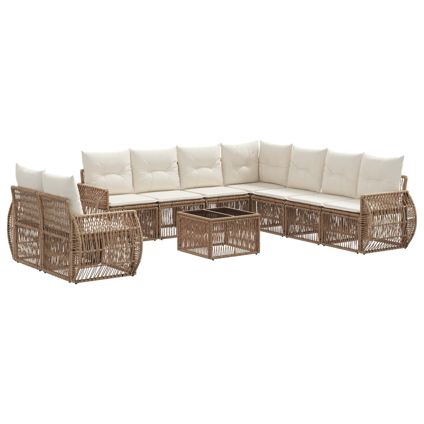 Tuinbankenset 10 pcs Beige en Crème Wit poly rattan