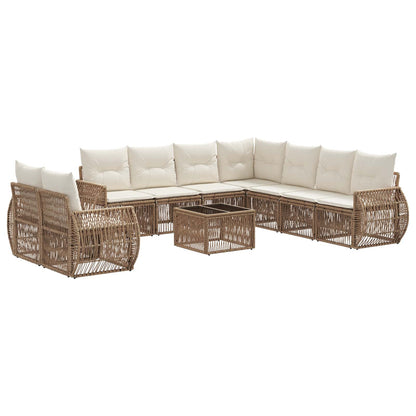 Tuinbankenset 10 pcs Beige en Crème Wit poly rattan