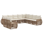 Tuinset poly rattan 10 pcs beige crème wit