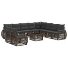 Garden lounge set 11 pcs Grey and Dark Grey poly rattan